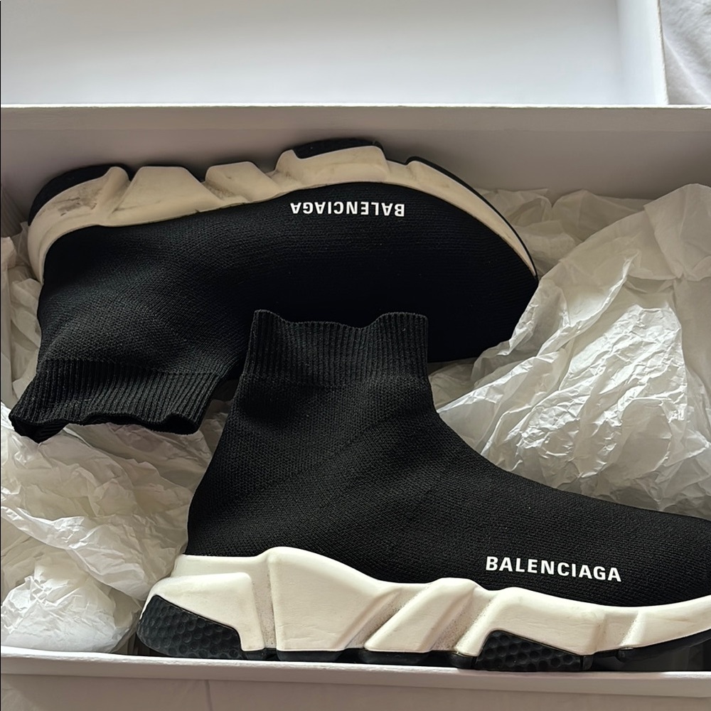 Balenciaga Black and White Sock Sneakers